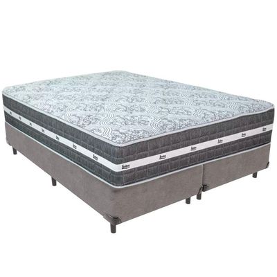 Cama Box Cinza E Colchão Black Graphite Molas Ensacadas King 193x203x32 Anjos