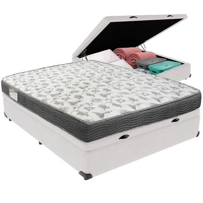 Cama Box Baú Branco E Colchão Iso100 Espuma D33 Viúvo Ortobom