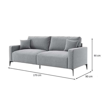 Sofá Unne 2 Lugares com Molas Ensacadas Linho Cinza 170 cm