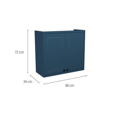 Armário Aéreo Évora 2 PT Azul Orion 80 cm