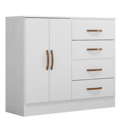 Cômoda Sapateira Para Quarto 2 Portas 4 Gavetas Lisa Branco