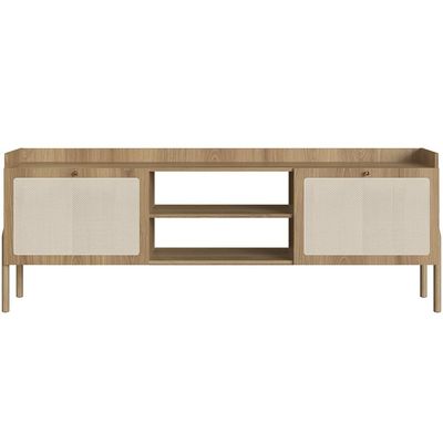 Rack Para Sala de Estar TV 65 Pol 183cm Pés Madeira Moss A03 Hanover Roble - Lyam Decor
