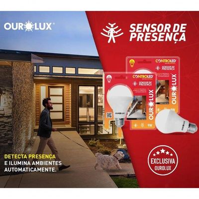 Lâmpada Inteligente Controled Sensor De Presença 6.500k 9w Bivolt - Ourolux