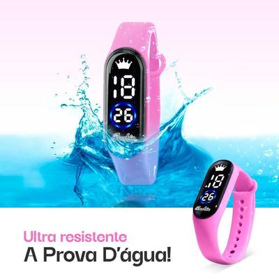 Relogio Digital Infantil Rosa Barbie Prova Dagua Criança Pink Presente Resistente Pulseira Ajustavel