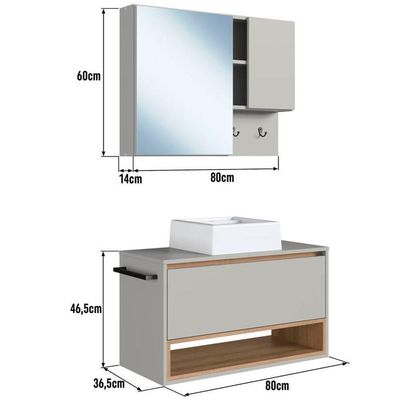 Conjunto Armario E Gabinete 80cm Com Cuba Mel Arenas Proddy Mel Arenas