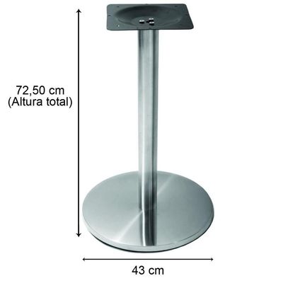 Mesa Beta Inox 75 Cm altura Disco Redondo Tampo Mdp Quadrado 60 Cm Largura X 2,50 Cm Altura Naturalle