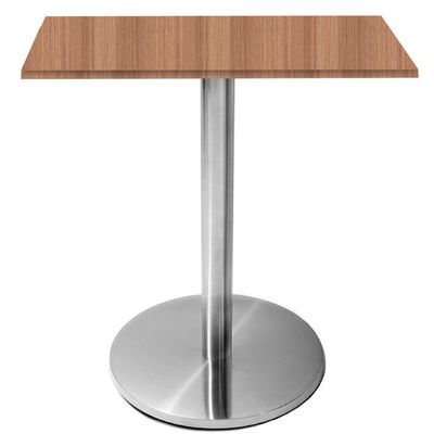 Mesa Beta Inox 75 Cm altura Disco Redondo Tampo Mdp Quadrado 60 Cm Largura X 2,50 Cm Altura Naturalle