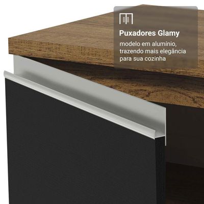 Armário De Cozinha Completa 340cm Rustic/preto Glamy Madesa 01 Rustic/preto