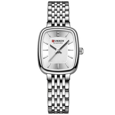 Relógio De Pulso Quartzo Feminino Design Elegante Strass Pulseira Em Aço Inoxidavel Branco