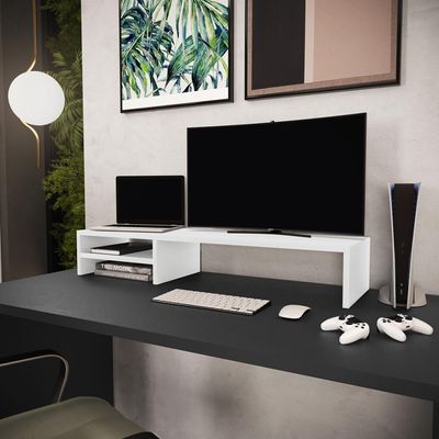Kit 03 Suportes Para Monitor Stand Home Office Lap 90 cm L03 Branco - Lyam