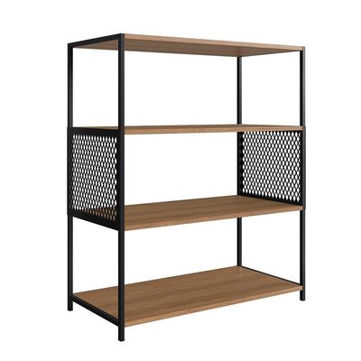 Conjunto para Sala de Estar Paricel com Aparador, Estante 40cm e Estante 77cm Preto e Mel