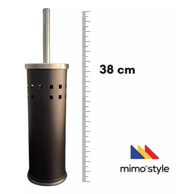 Escova Sanitária Black Com Tampa Em Inox Preto 38 Cm - Mimo