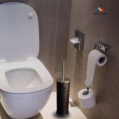 Escova Sanitária Black Com Tampa Em Inox Preto 38 Cm - Mimo
