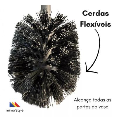 Escova Sanitária Black Com Tampa Em Inox Preto 38 Cm - Mimo