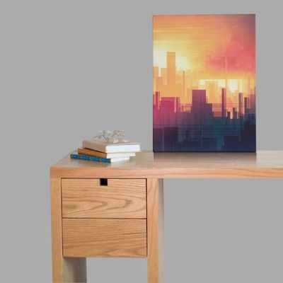 Quadro Decorativo Abstrato - Silhuetas Urbanas - 30x45cm