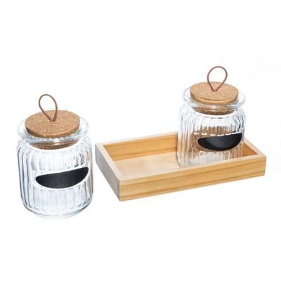 Conjunto 2 Porta Mantimentos Com Tampa E Suporte 260 Ml Lyor