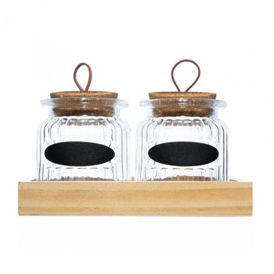 Conjunto 2 Porta Mantimentos Com Tampa E Suporte 260 Ml Lyor
