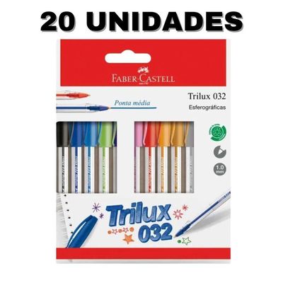Caneta Esferográfica Trilux Com 10 Cores 20 Unidades Faber-castell