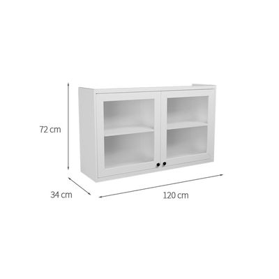 Armário Aéreo com Vidro Évora 2 PT Branco Ártico
