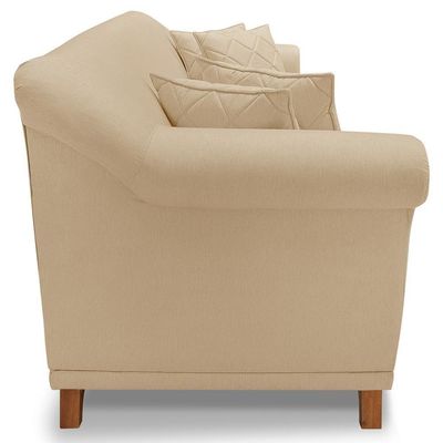 Sofa 2 Lugares Retro Polo 180cm Com Almofada Linho Dourado Ezz Dourado