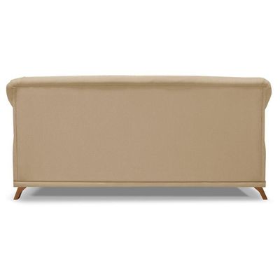 Sofa 2 Lugares Retro Polo 180cm Com Almofada Linho Dourado Ezz Dourado