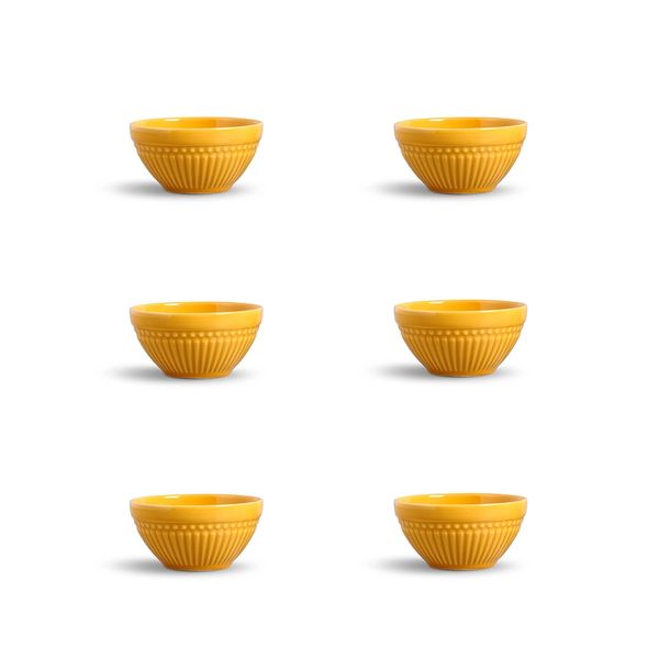 Conjunto de Bowl Cerâmica Porto Brasil Roma Mostarda com 6 Peças 367ml Conjunto de Bowl Cerâmica Porto Brasil Roma Mostarda com 6 Peças 367ml