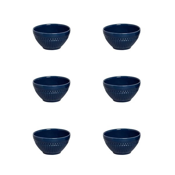 Conjunto de Bowl Cerâmica Porto Brasil Roma Deep Blue Azul com 6 Peças 367ml