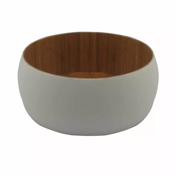 Saladeira em Bambu Ecológico com Revestimento Branco Casa Ambiente Redonda 10cm