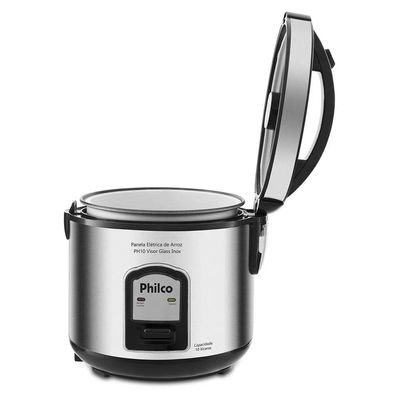 Panela Elétrica de Arroz Philco PH10P Visor Glass 10 Xícaras Inox / 110V