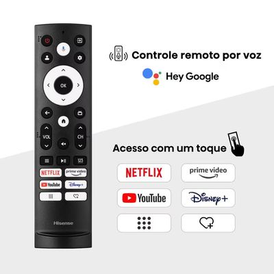 Smart TV 55 Hisense Ultra HD 4K Mini LED U6N com Google TV, Wi-Fi, Bluetooth, USB e HDMI - 55U66LUA Preto / 110V