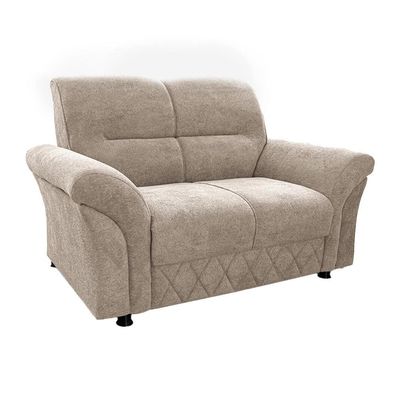 Sofá 2 Lugares Cama inBox Mourato com 140cm de Largura e Revestido em Bouclé Bege Claro