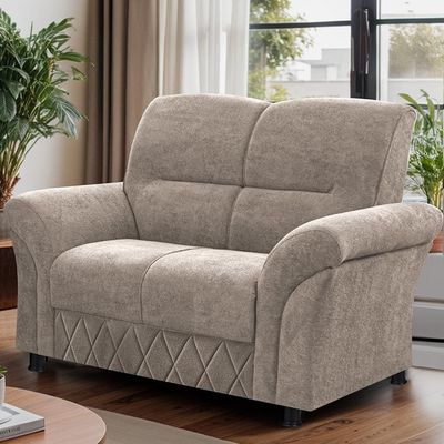 Sofá 2 Lugares Cama inBox Mourato com 140cm de Largura e Revestido em Bouclé Bege Claro
