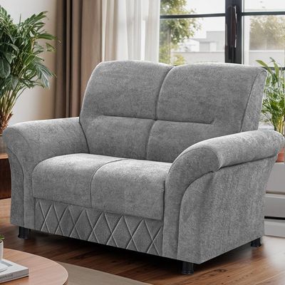 Sofá 2 Lugares Cama inBox Mourato com 140cm de Largura e Revestido em Bouclé Cinza Claro
