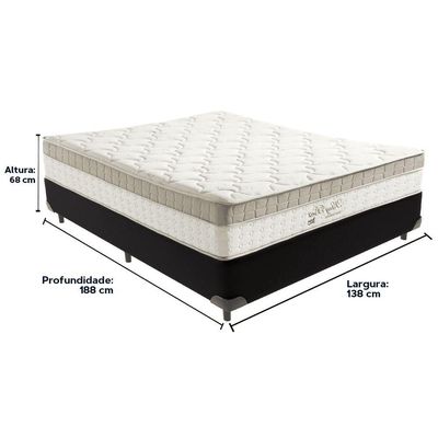 Cama Box Preto E Colchão King Best Bege Molas Ensacadas Casal Anjos