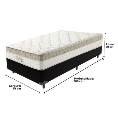 Cama Box Preto E Colchão King Best Molas Ensacadas Solteiro 88x188x33 Anjos