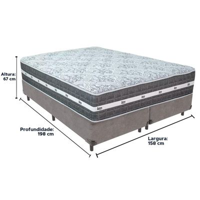Cama Box Cinza E Colchão Black Graphite Molas Ensacadas Queen 158x198x27 Anjos