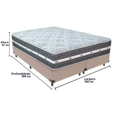 Cama Box Bege E Colchão Black Graphite Molas Ensacadas Queen 158x198x32 Anjos