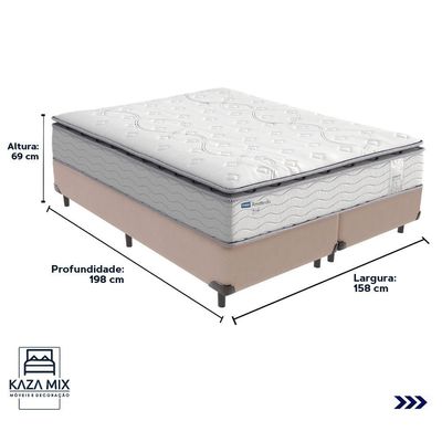 Cama Box Bege E Colchão Amsterdã Molas Ensacadas Queen Probel