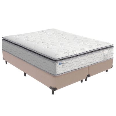 Cama Box Bege E Colchão Amsterdã Molas Ensacadas Queen Probel