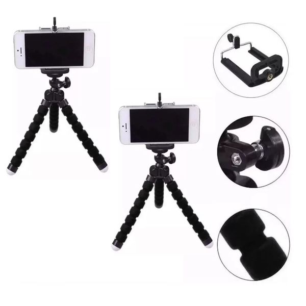 kit 2 Mini Tripé De Mesa + Suporte Para Celular Flexivel Kit Youtuber