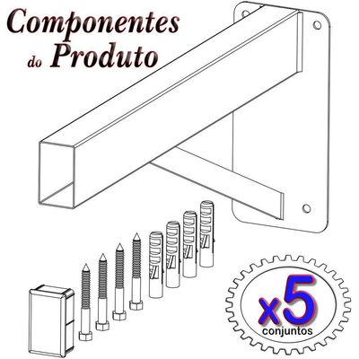 5 Suportes Pia Parafusar Bancada Aparador 30 Cm Branco