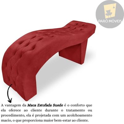 Maca Estofada Capitonê Clínica Salão Estética Suede Eduarda vermelho