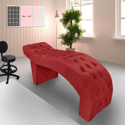 Maca Estofada Capitonê Clínica Salão Estética Suede Eduarda vermelho