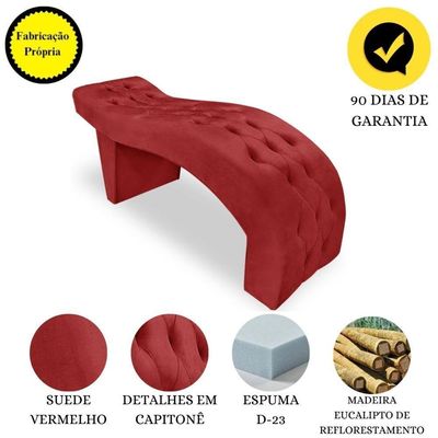 Maca Estofada Capitonê Clínica Salão Estética Suede Eduarda vermelho