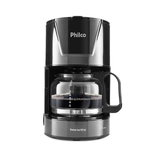 Cafeteira Elétrica com Porta Filtro Philco Titanium Inox Preta 18 Xícaras - 220V