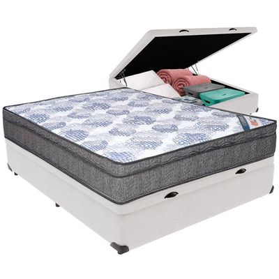 Cama Box Baú Branco E Colchão Iso Superpocket Molas Ensacadas Viúvo Ortobom