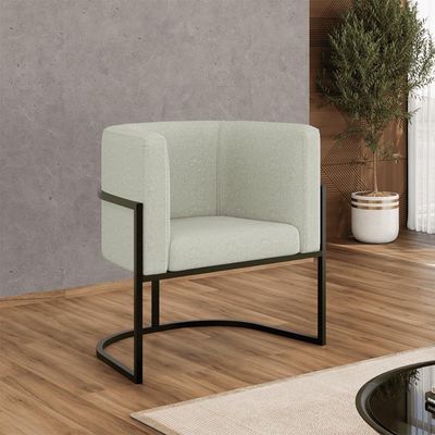 Kit 6 Cadeiras Poltrona Lua Bouclê Preto Balaqui Bege