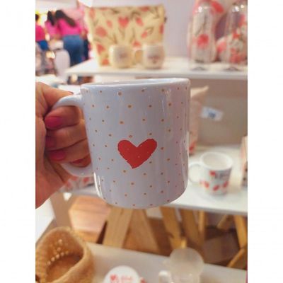 Caneca Porcelana Amor Perfeito Coração Decoração De Natal Branco