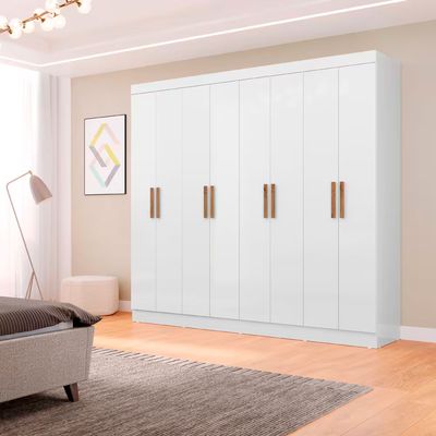 Guarda Roupa Maxel New Royale com 8 Portas 4 Gavetas e 6 Prateleiras 218cm de Largura Branco