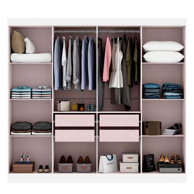 Guarda Roupa Maxel New Royale com 8 Portas 4 Gavetas e 6 Prateleiras 218cm de Largura Branco